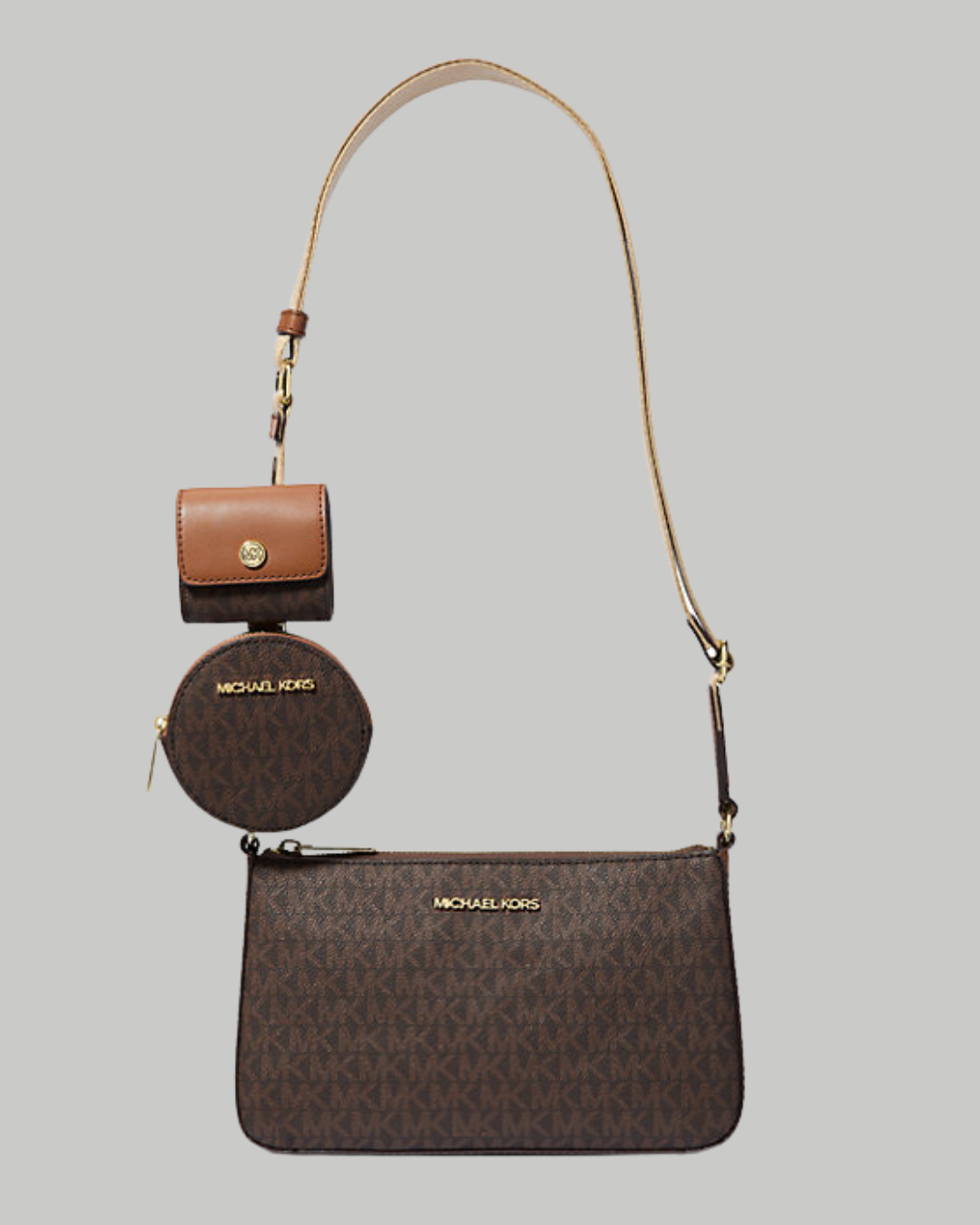 Jet Set Logo Crossbody Bag with Case for Apple Airpods Pro-BROWN