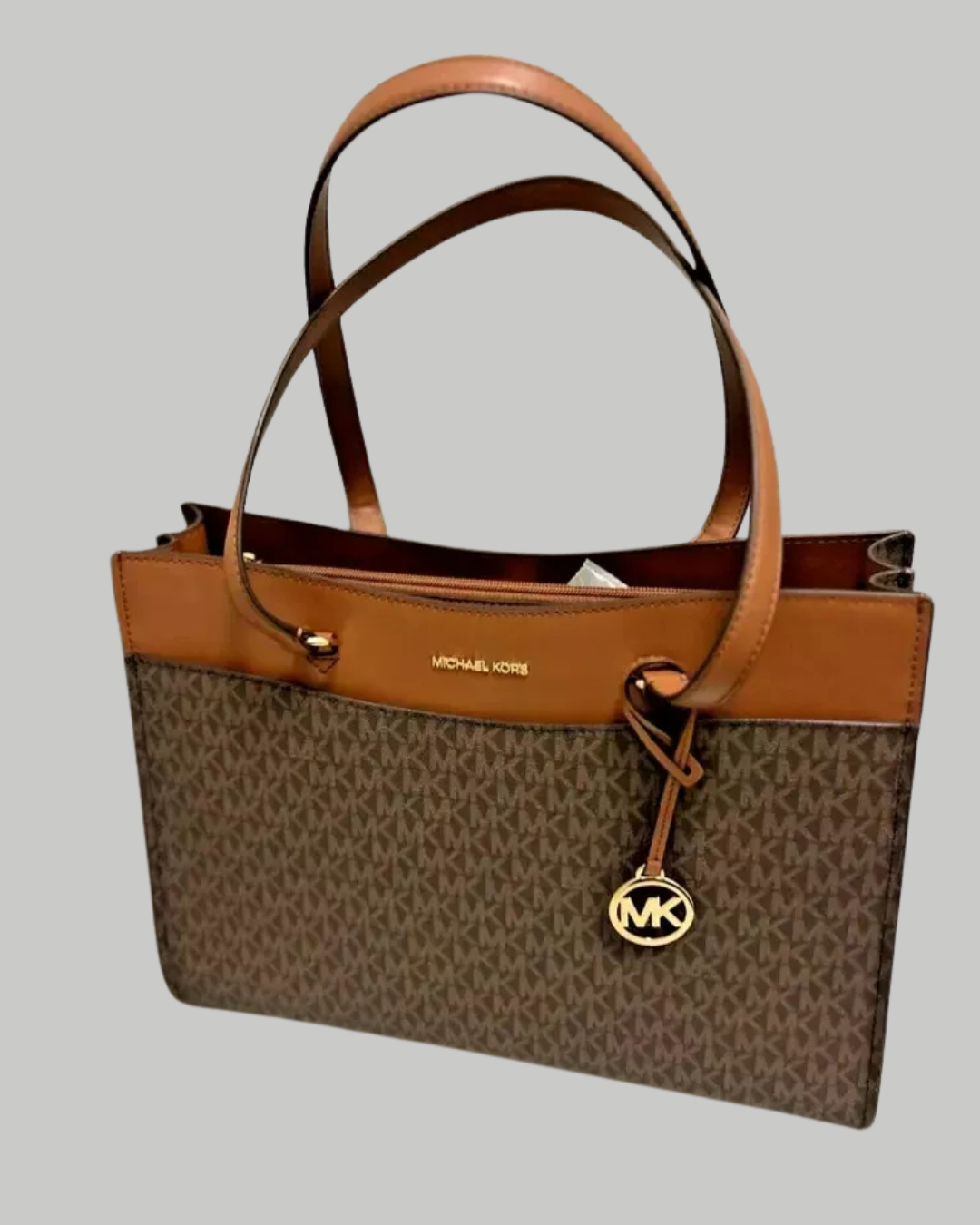 Jet Set Travel Large Saffiano Leather Pocket Tote Bag-BROWN