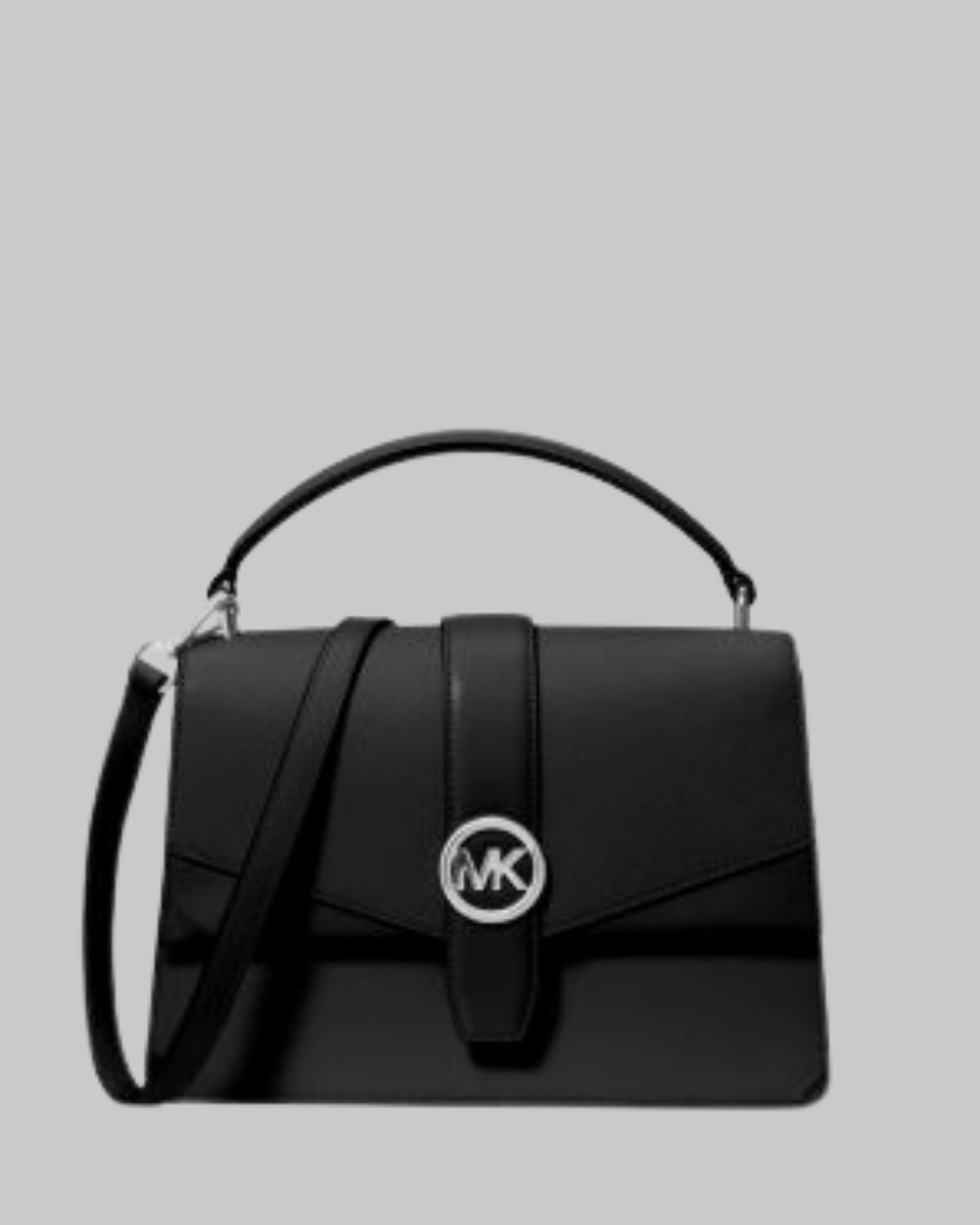 Greenwich Medium Saffiano Leather Satchel - BLACK