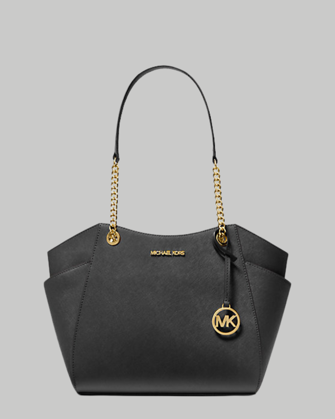 Jet Set Large Saffiano Leather Shoulder Bag-BLACK