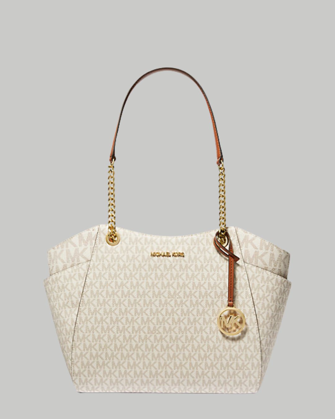 Jet Set Large Signature Logo Shoulder Bag-VANILLA