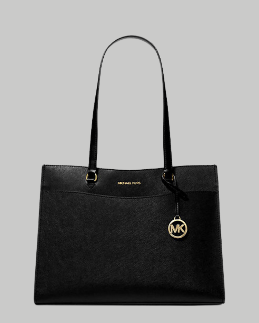 Jet Set Travel Large Saffiano Leather Pocket Tote Bag-BLACK