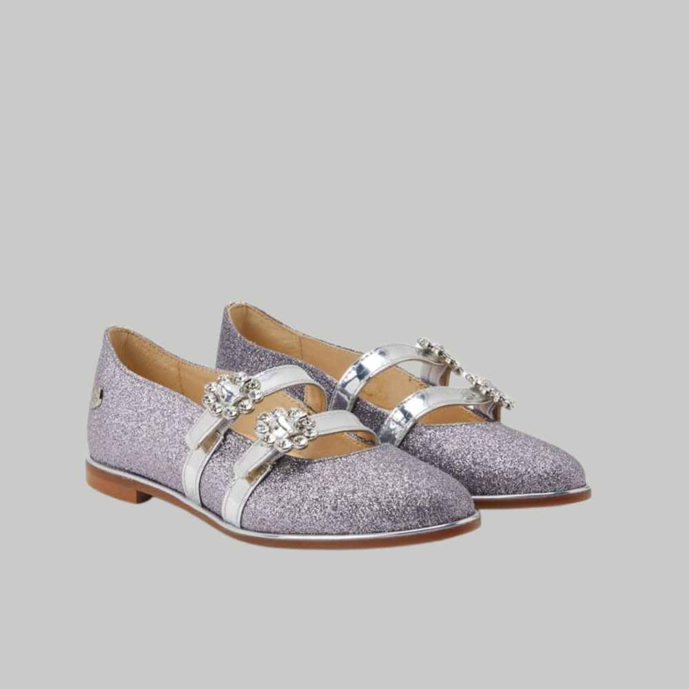 Francesita Crystal Buckle Ballet Flats