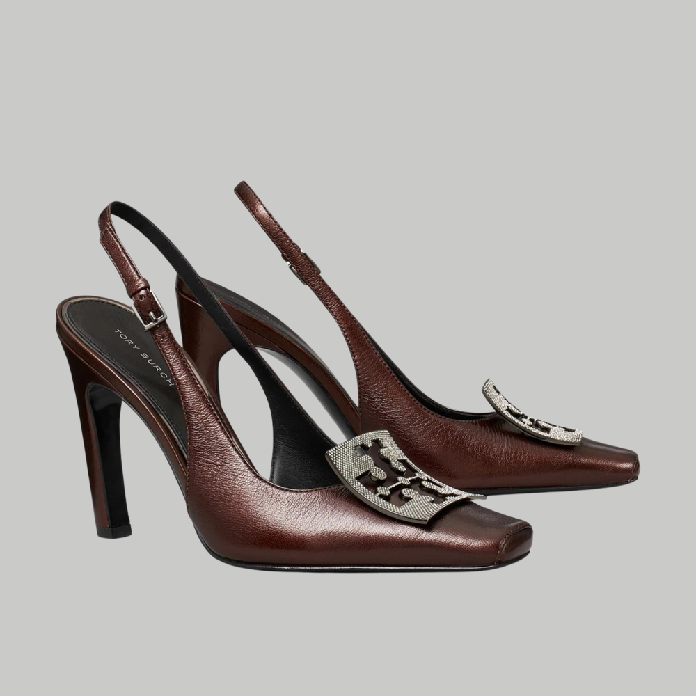 Tory Burch - Pavé Logo 100 Slingback Pumps in Leather
