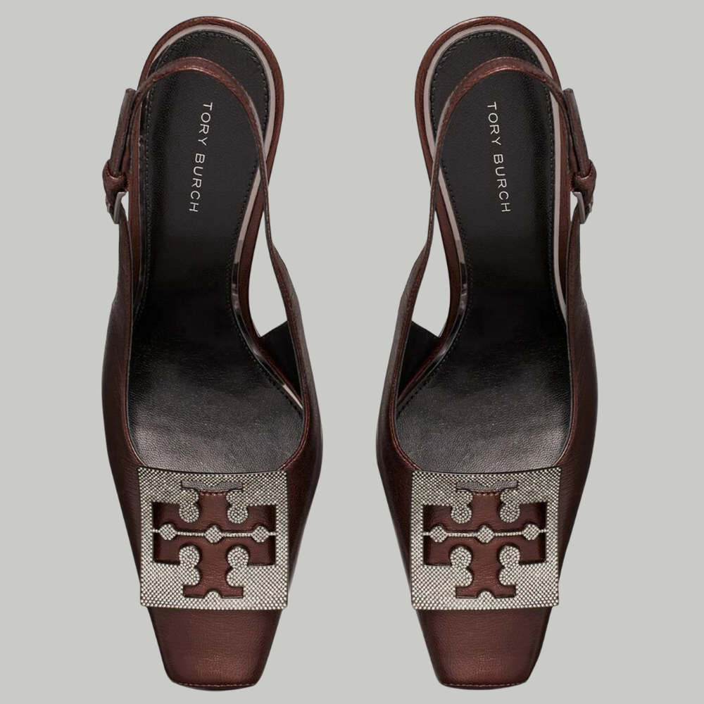 Tory Burch - Pavé Logo 100 Slingback Pumps in Leather