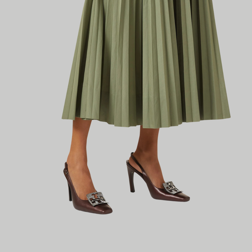 Tory Burch - Pavé Logo 100 Slingback Pumps in Leather