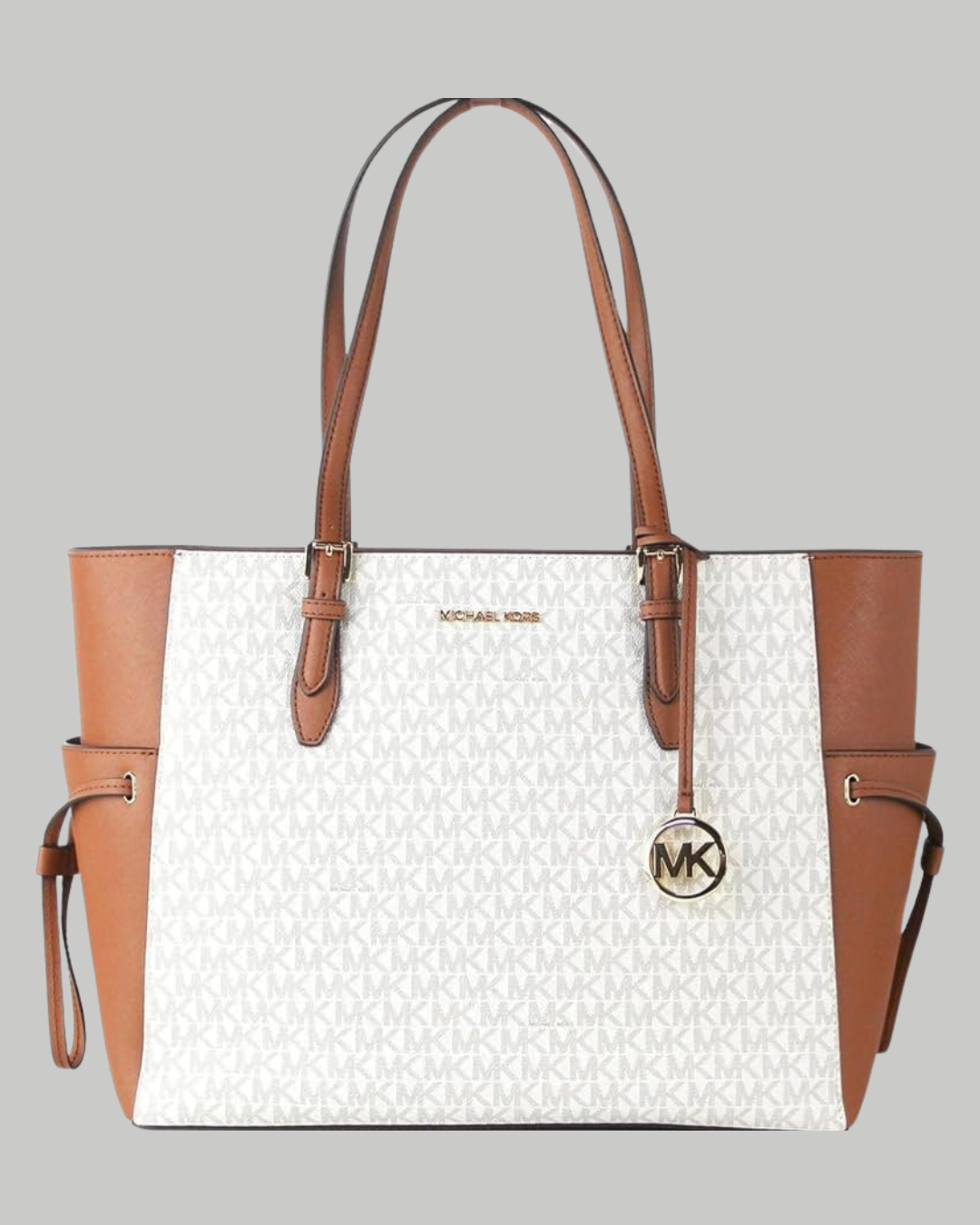 Gilly Large Signature Logo and Leather Tote Bag-VANILLA
