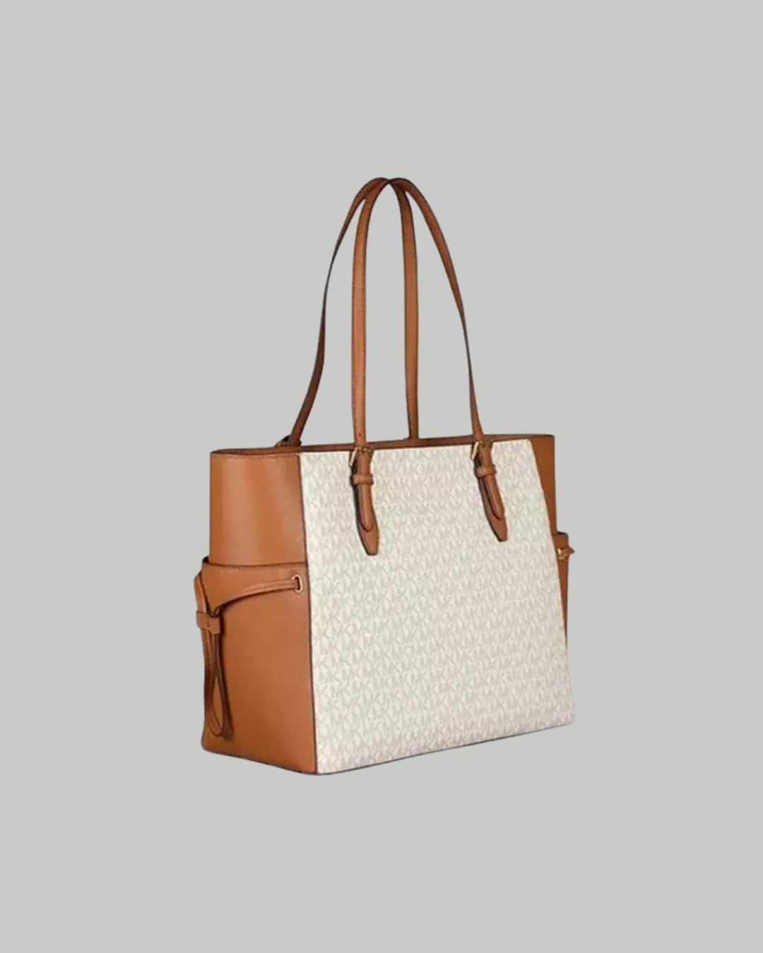 Gilly Large Signature Logo and Leather Tote Bag-VANILLA